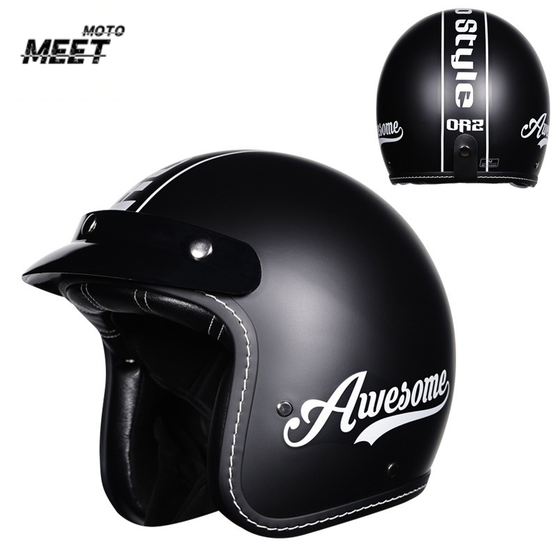 Vintage Open Face Retro Helmet - Unisex retro 3/4 open-face motorhelm, vintage