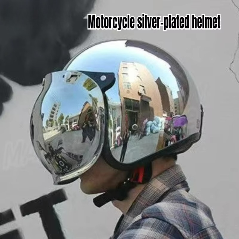 Vintage Open Face Retro Helmet - Hete unieke zilveren geplateerde open face