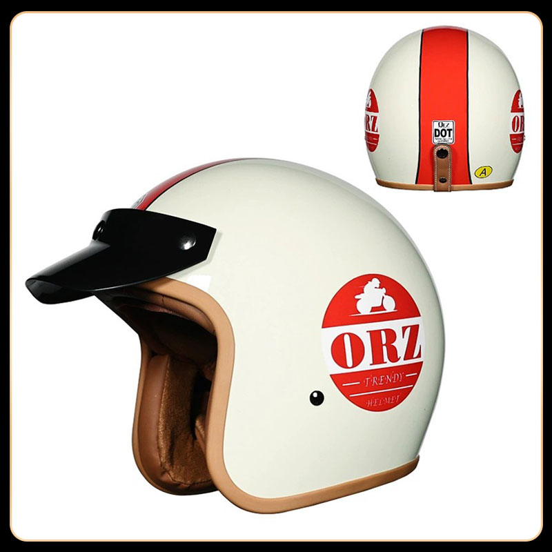 Vintage Open Face Retro Helmet - Retro Vintage 3/4 Open Face Helm