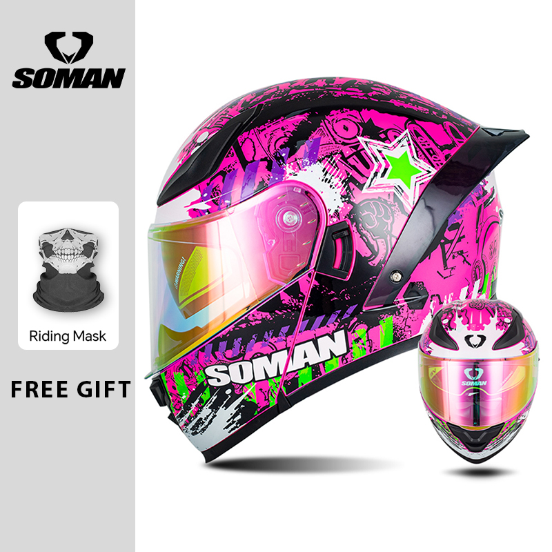 SOMAN modulaire helm Flip inte - Dual Visor Motorcycle Racing Helmet recensie en prijs