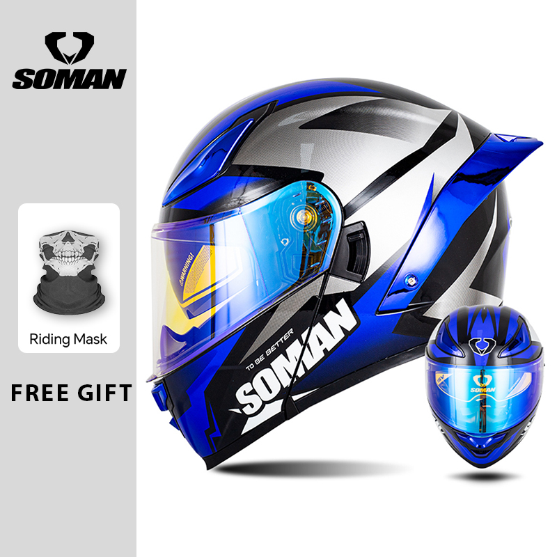 SOMAN modulaire helm Flip inte - Dual Visor Motorcycle Racing Helmet recensie en prijs