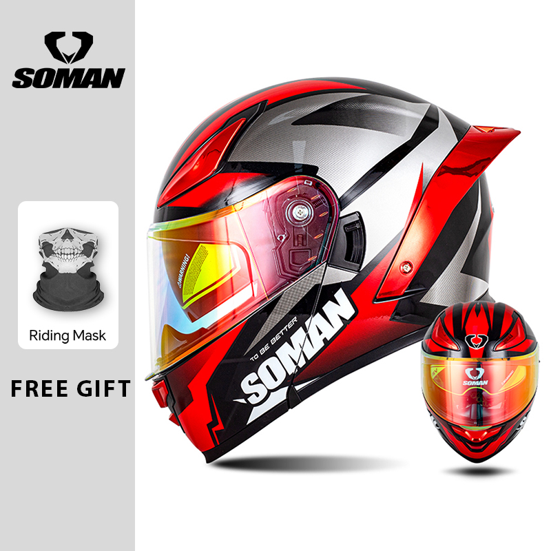 SOMAN modulaire helm Flip inte - Dual Visor Motorcycle Racing Helmet recensie en prijs
